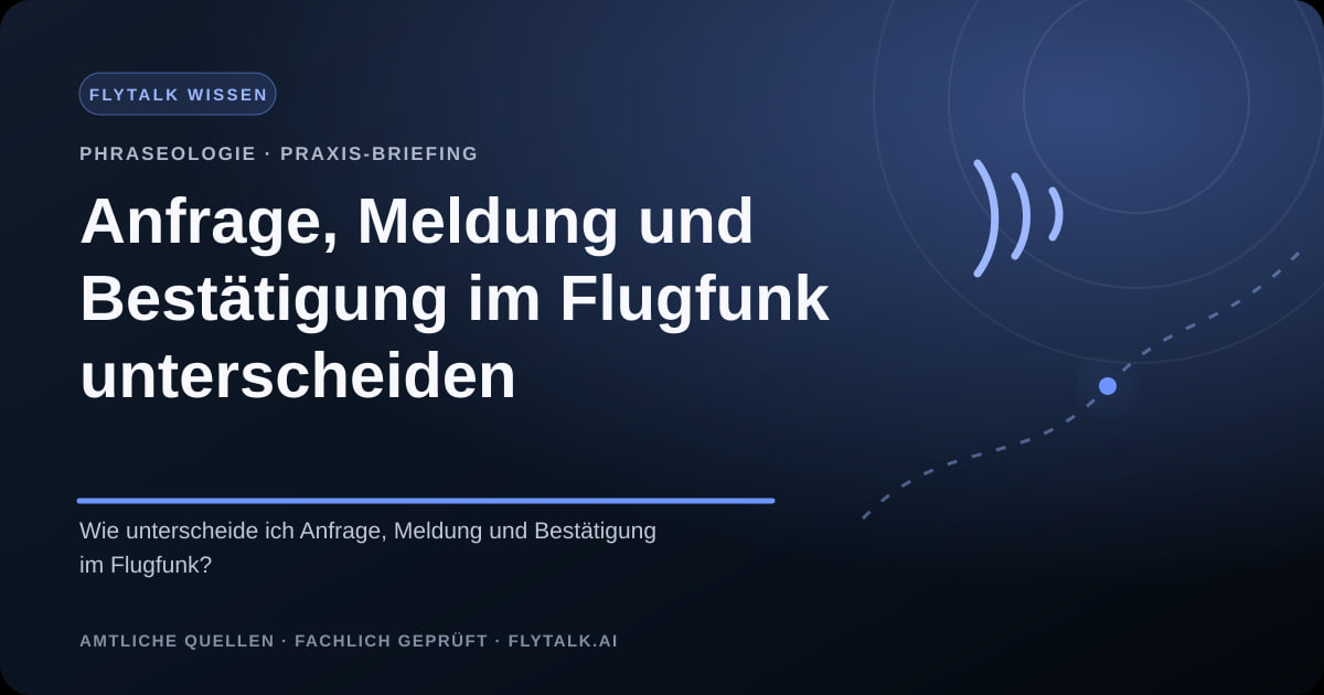 Anfrage, Meldung und Bestätigung im Flugfunk unterscheiden – FlyTalk Praxis-Briefing im Themenbereich Phraseologie