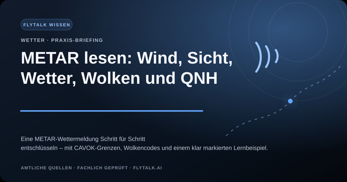 METAR lesen: Wind, Sicht, Wetter, Wolken und QNH – FlyTalk Praxis-Briefing im Themenbereich Flugwetter und Funkvorbereitung